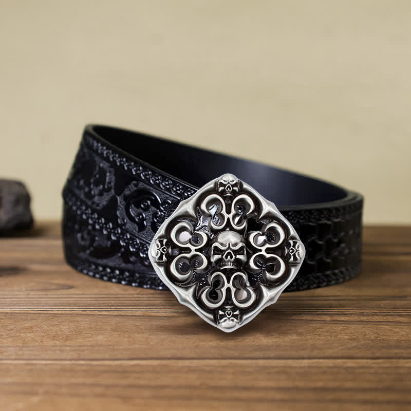 Herren DIY Rock Hollow Out Skull Schnallengürtel