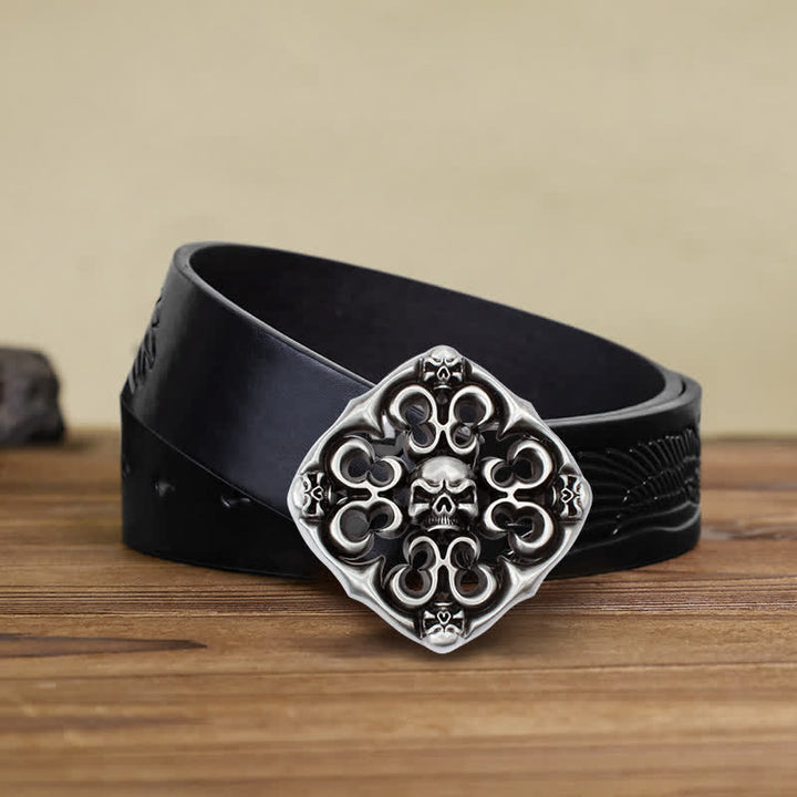 Herren DIY Rock Hollow Out Skull Schnallengürtel