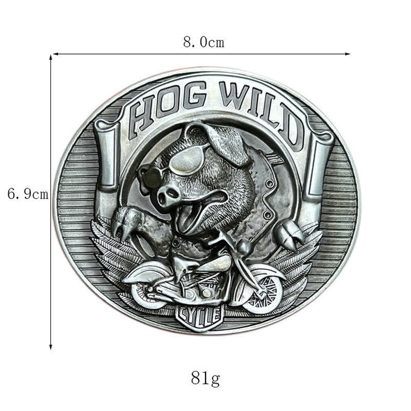 Herren DIY Hog Wild Motorrad Schwein Schnalle Ledergürtel