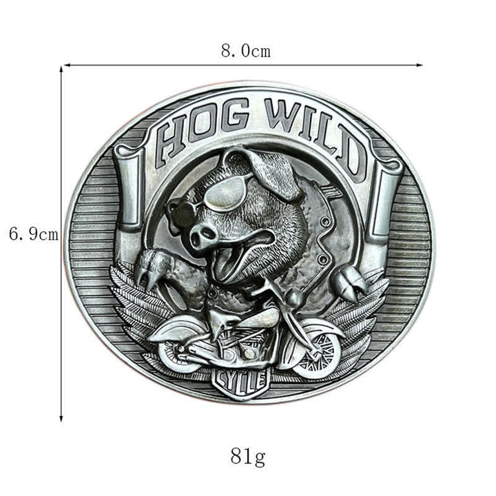 Herren DIY Hog Wild Motorrad Schwein Schnalle Ledergürtel