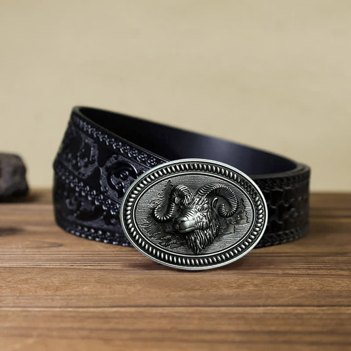 DIY Ledergürtel für Männer mit Westernschnalle und Widderkopf