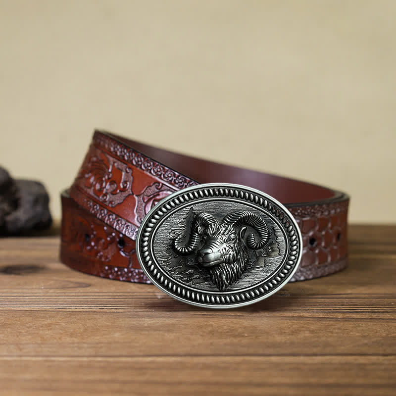 DIY Ledergürtel für Männer mit Westernschnalle und Widderkopf
