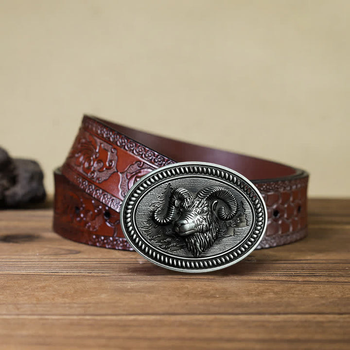 DIY Ledergürtel für Männer mit Westernschnalle und Widderkopf