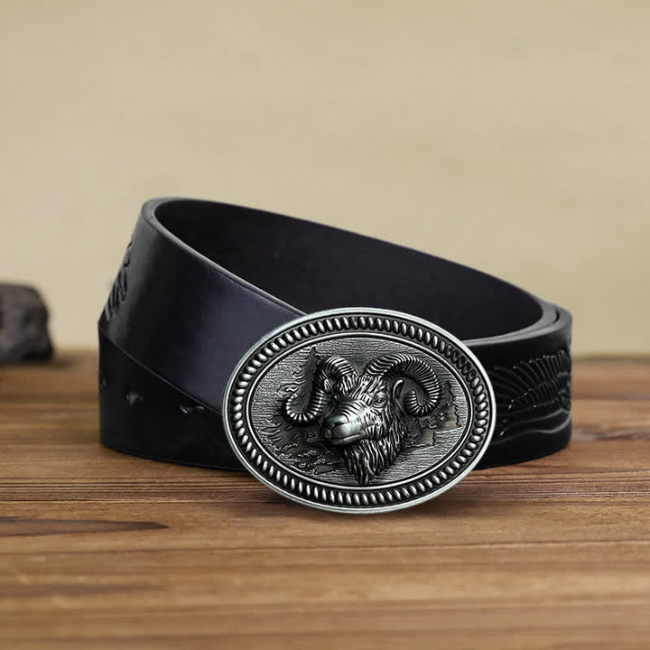 DIY Ledergürtel für Männer mit Westernschnalle und Widderkopf