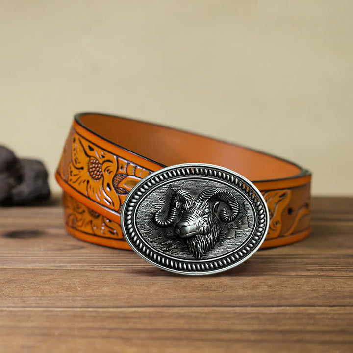 DIY Ledergürtel für Männer mit Westernschnalle und Widderkopf