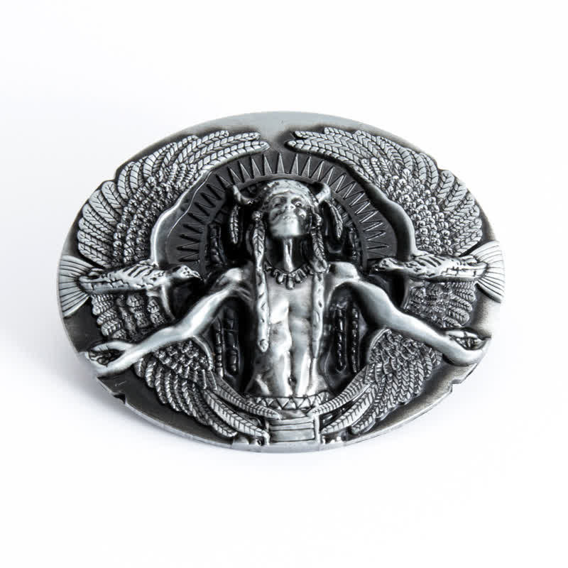Herren DIY Indian Great Spirit Schnalle Ledergürtel