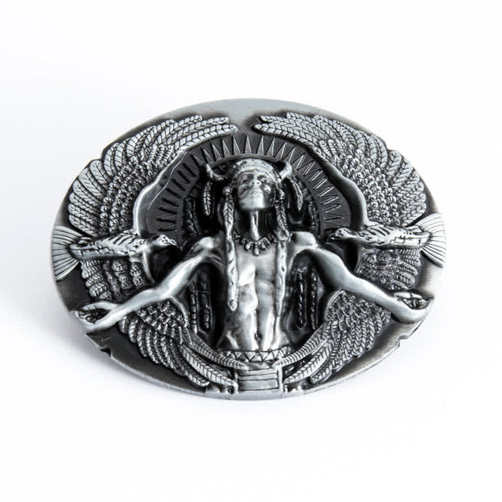 Herren DIY Indian Great Spirit Schnalle Ledergürtel