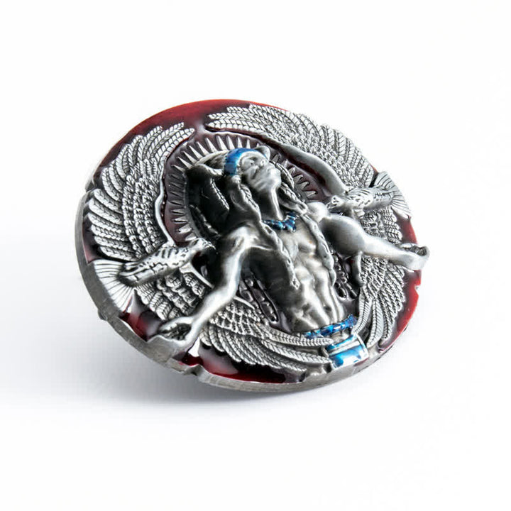 Herren DIY Indian Great Spirit Schnalle Ledergürtel