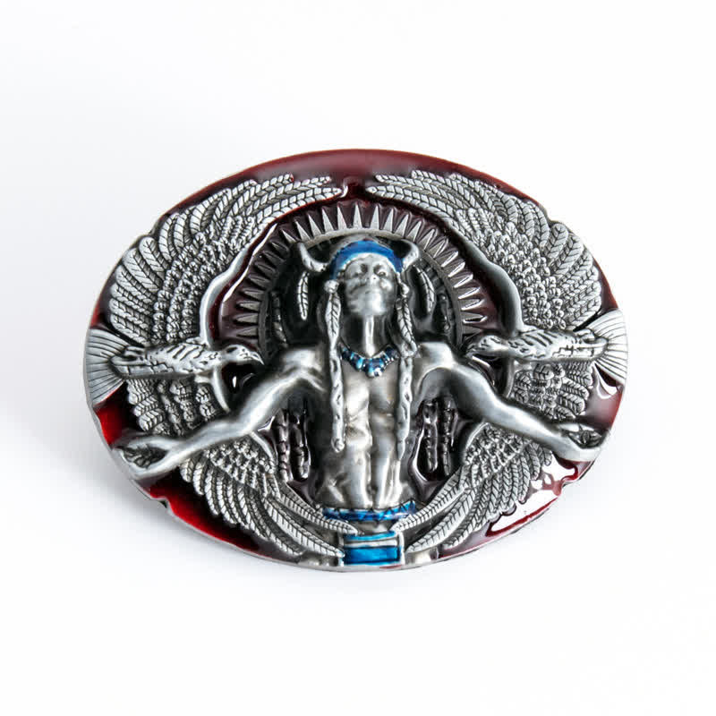 Herren DIY Indian Great Spirit Schnalle Ledergürtel