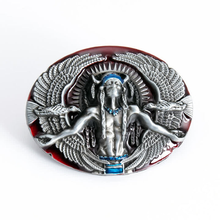 Herren DIY Indian Great Spirit Schnalle Ledergürtel