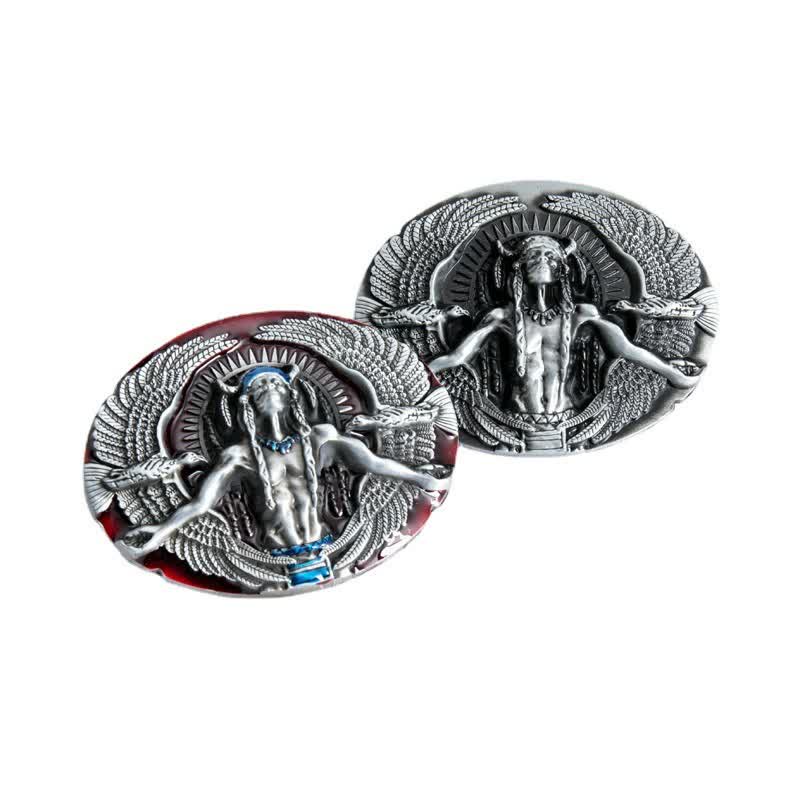 Herren DIY Indian Great Spirit Schnalle Ledergürtel
