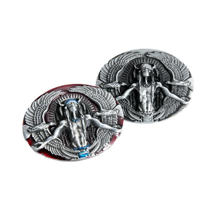 Herren DIY Indian Great Spirit Schnalle Ledergürtel