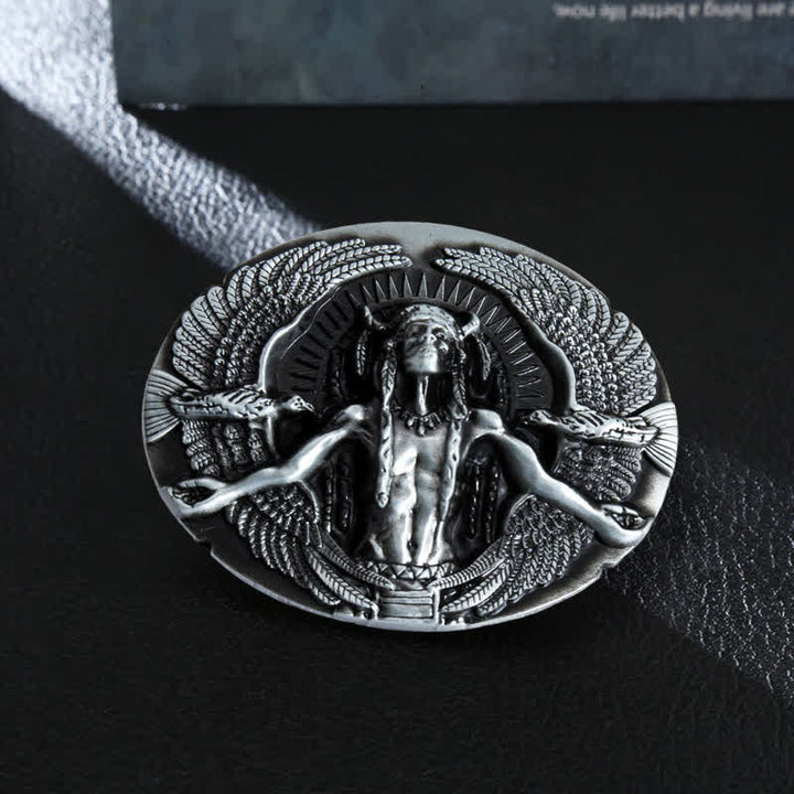Herren DIY Indian Great Spirit Schnalle Ledergürtel