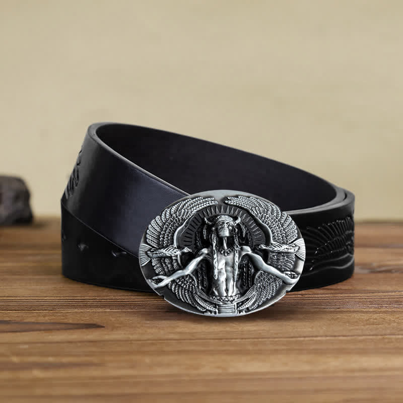 Herren DIY Indian Great Spirit Schnalle Ledergürtel