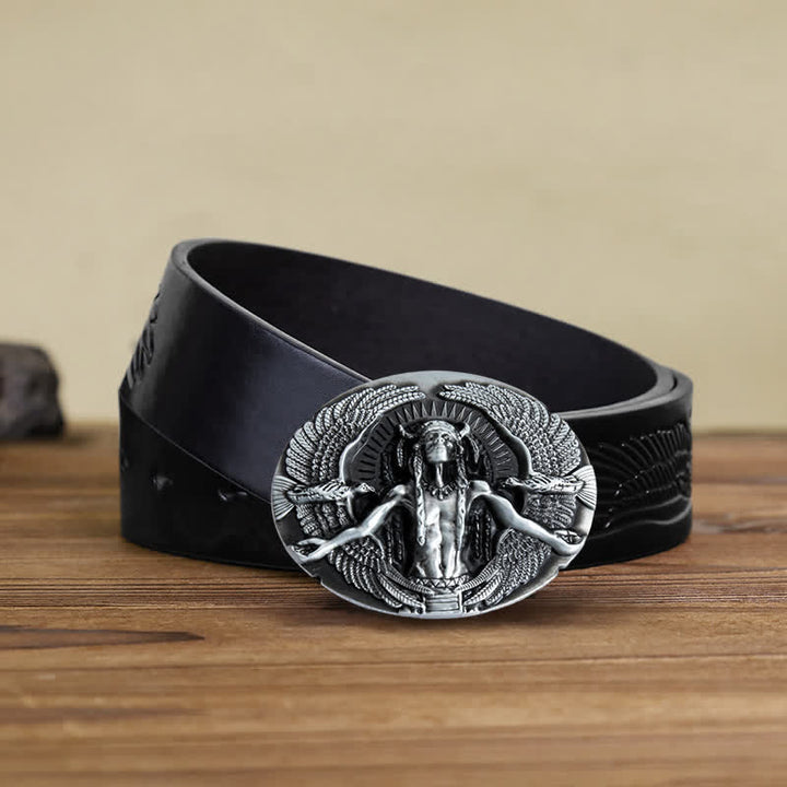 Herren DIY Indian Great Spirit Schnalle Ledergürtel