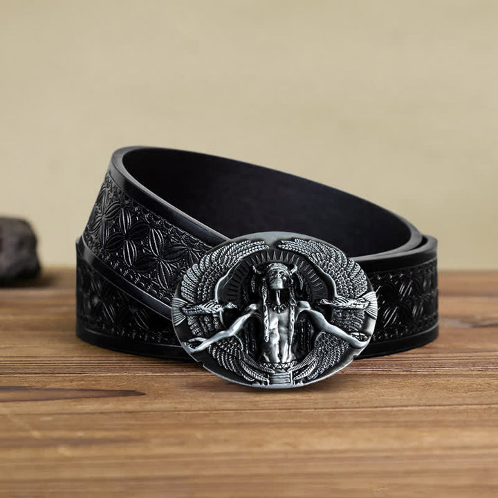 Herren DIY Indian Great Spirit Schnalle Ledergürtel