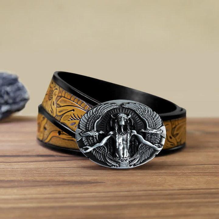 Herren DIY Indian Great Spirit Schnalle Ledergürtel