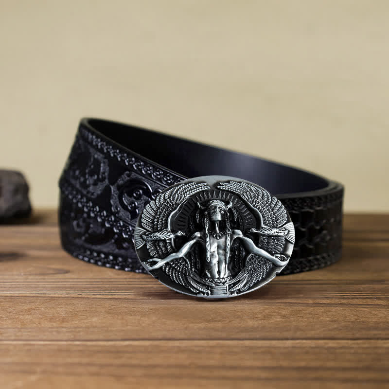Herren DIY Indian Great Spirit Schnalle Ledergürtel