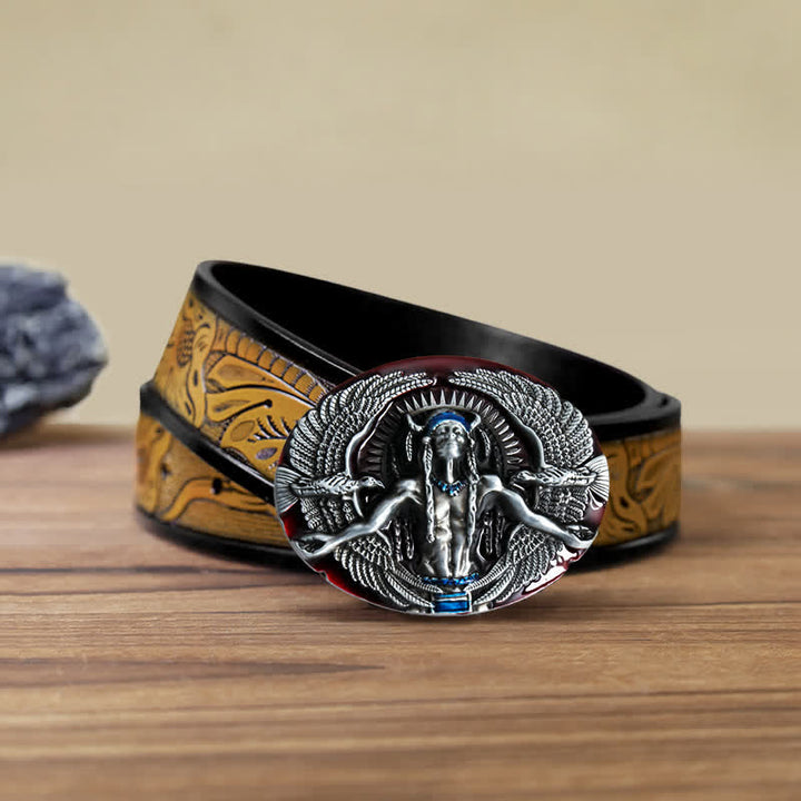 Herren DIY Indian Great Spirit Schnalle Ledergürtel