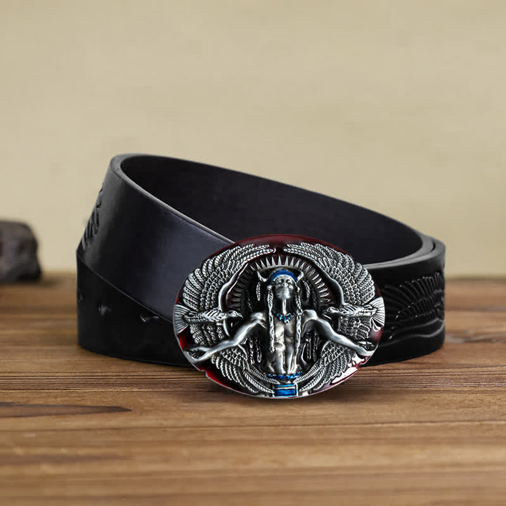 Herren DIY Indian Great Spirit Schnalle Ledergürtel