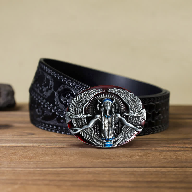 Herren DIY Indian Great Spirit Schnalle Ledergürtel