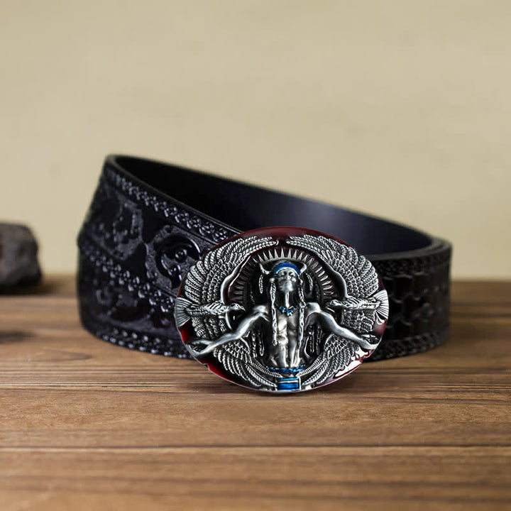 Herren DIY Indian Great Spirit Schnalle Ledergürtel