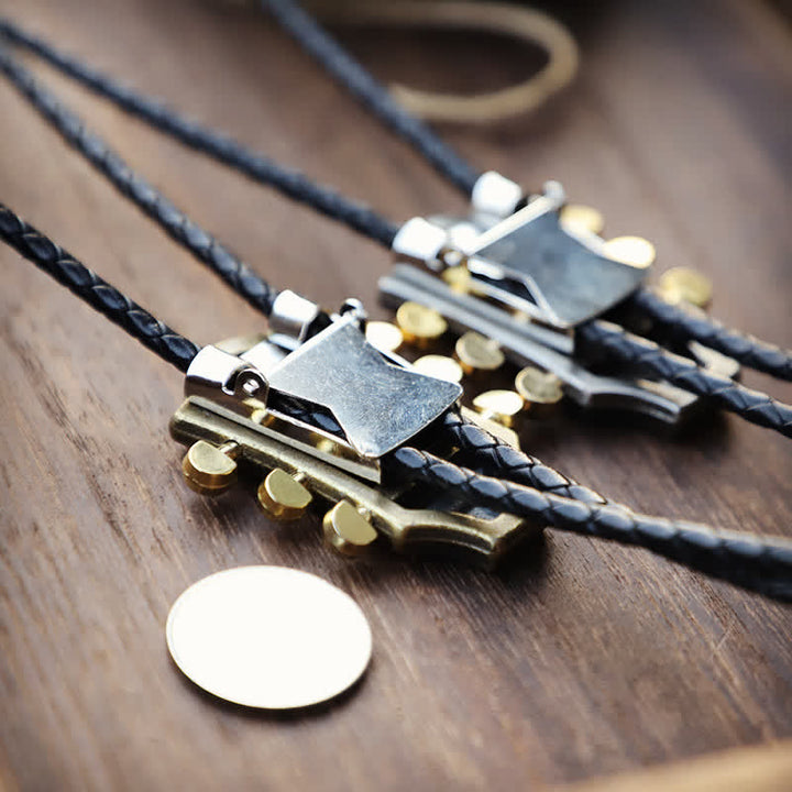 Western-Country-Musik-Retro-Gitarre-Bolo-Krawatte