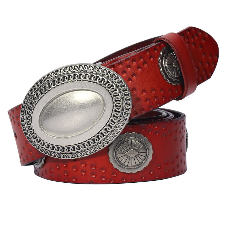 Herren-Gürtel im Vintage-Look mit ovaler Schnalle und Nieten