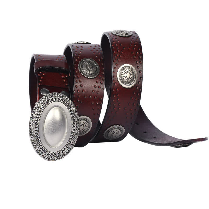 Herren-Gürtel im Vintage-Look mit ovaler Schnalle und Nieten