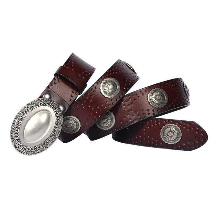 Herren-Gürtel im Vintage-Look mit ovaler Schnalle und Nieten