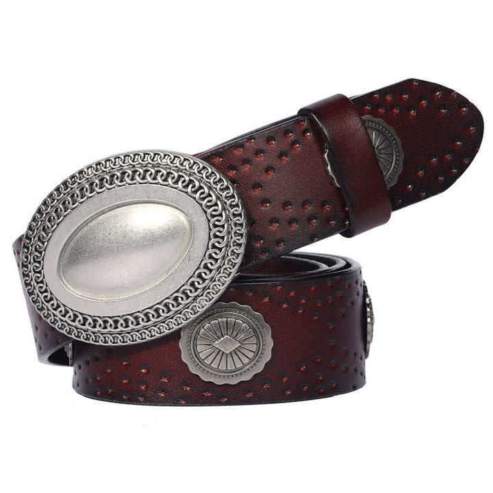 Herren-Gürtel im Vintage-Look mit ovaler Schnalle und Nieten