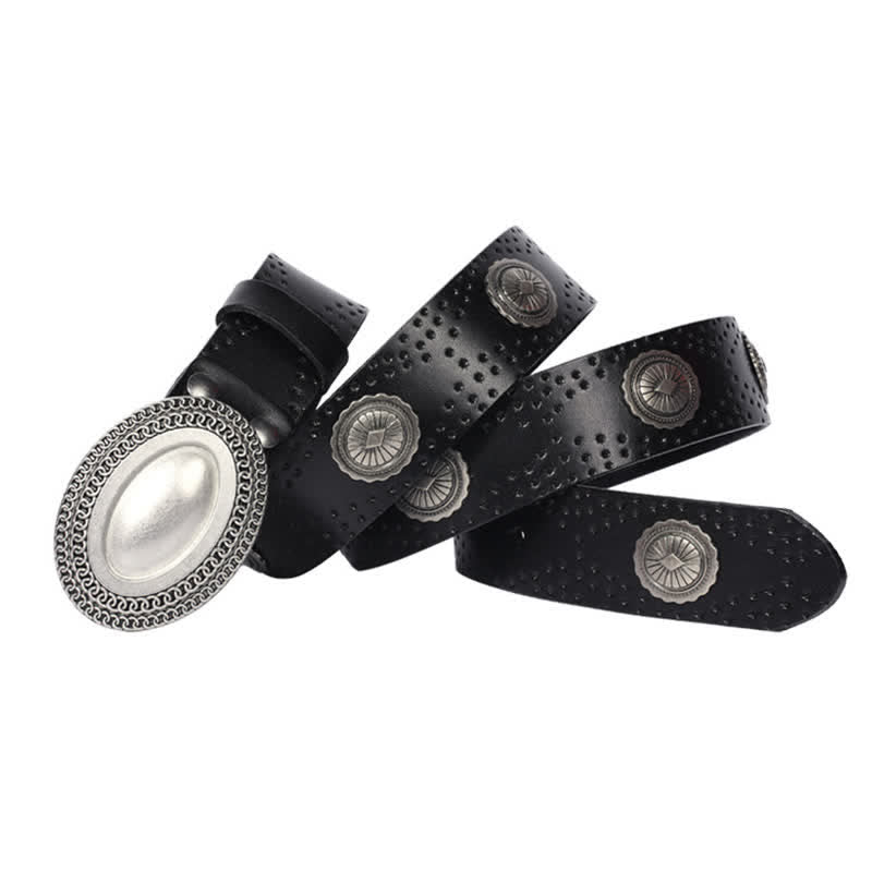 Herren-Gürtel im Vintage-Look mit ovaler Schnalle und Nieten