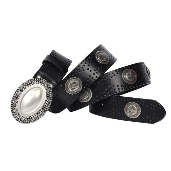 Herren-Gürtel im Vintage-Look mit ovaler Schnalle und Nieten