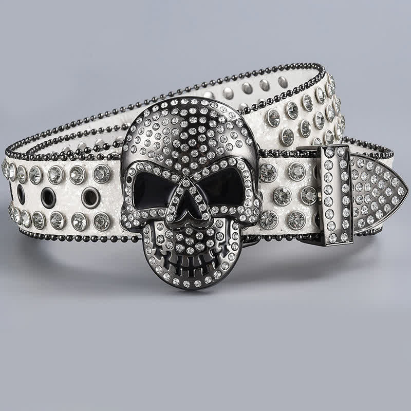 Punk Death Ghost Strassperlen-Ledergürtel