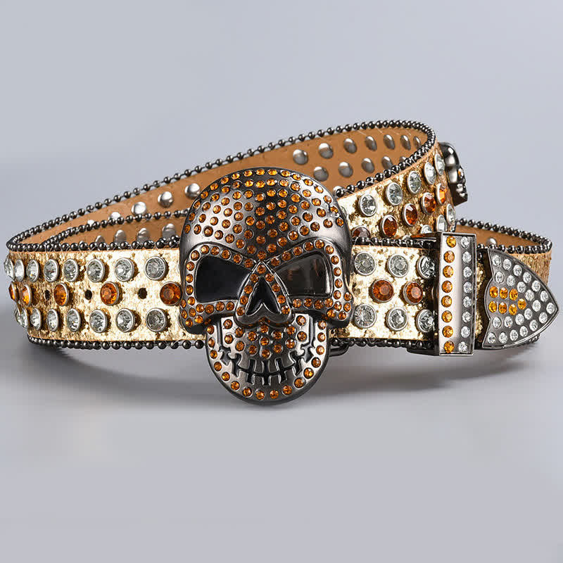 Punk Death Ghost Strassperlen-Ledergürtel