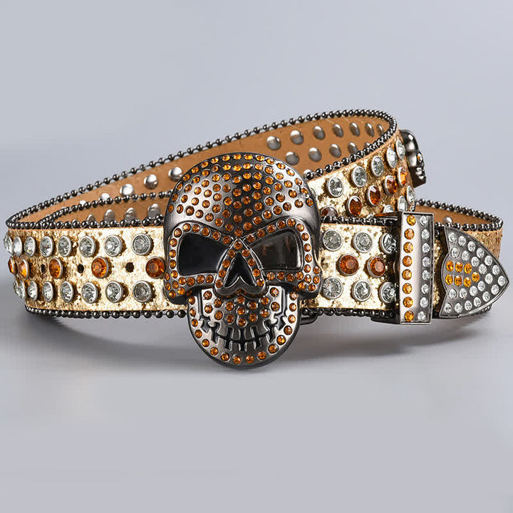 Punk Death Ghost Strassperlen-Ledergürtel