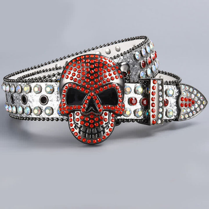 Punk Death Ghost Strassperlen-Ledergürtel