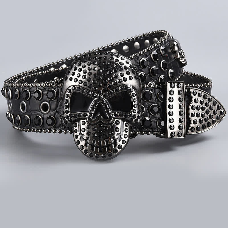 Punk Death Ghost Strassperlen-Ledergürtel