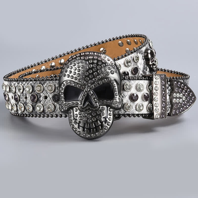 Punk Death Ghost Strassperlen-Ledergürtel