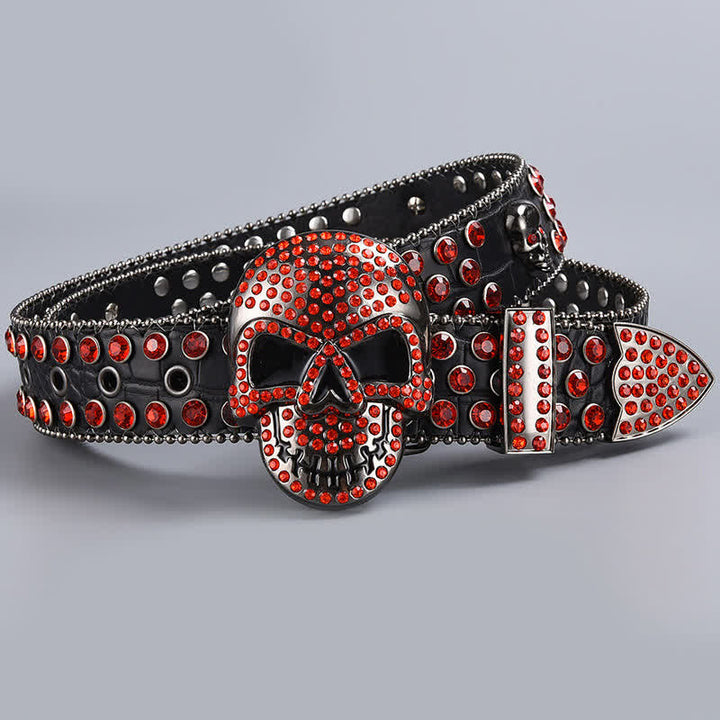 Punk Death Ghost Strassperlen-Ledergürtel