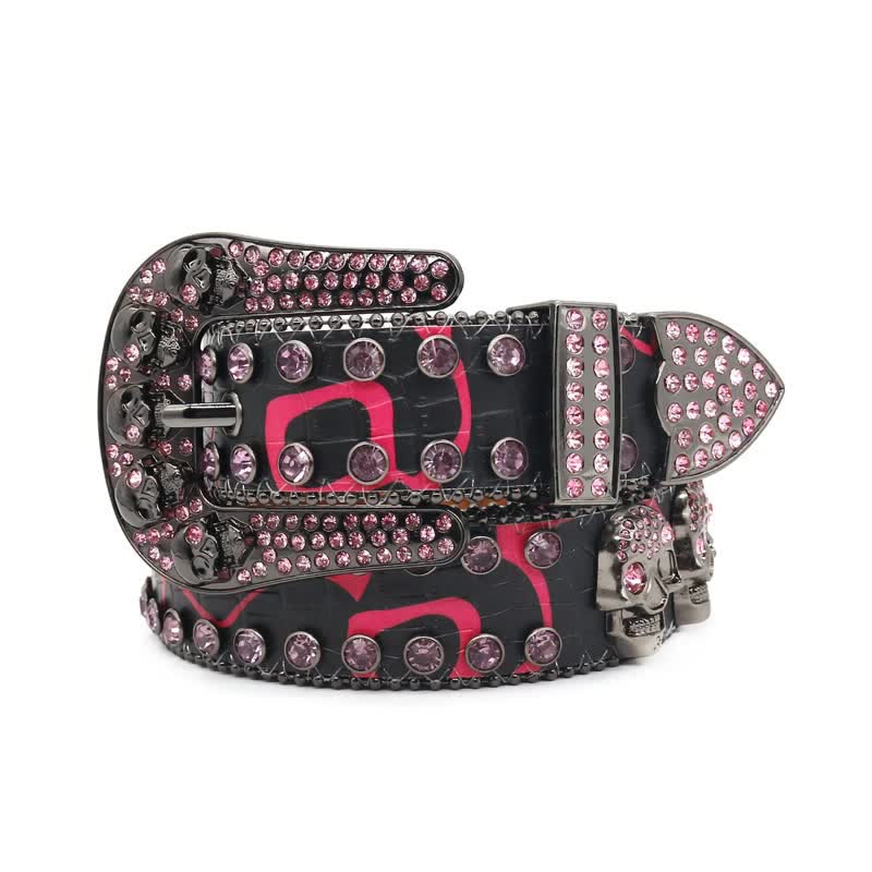 Schädeldesign Strassnieten Leder Gürtel