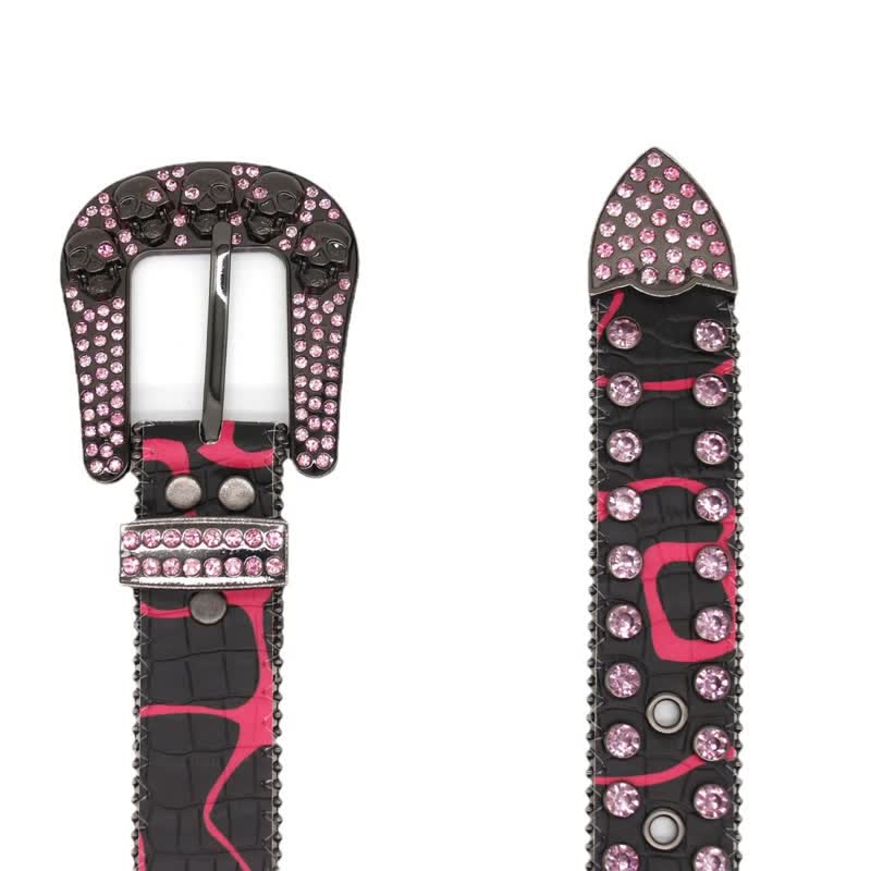 Schädeldesign Strassnieten Leder Gürtel