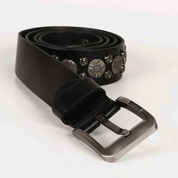 Motorrad Jeans Schwerer Metal-Nieten-Ledergürtel
