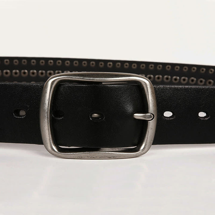 Vintage geometrischer Metallnieten-Leder-Gürtel