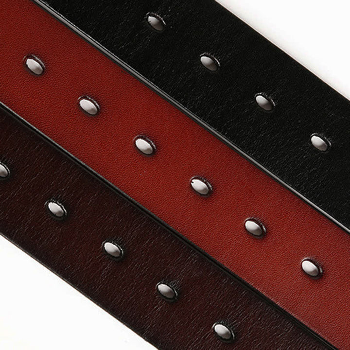 Vintage geometrischer Metallnieten-Leder-Gürtel