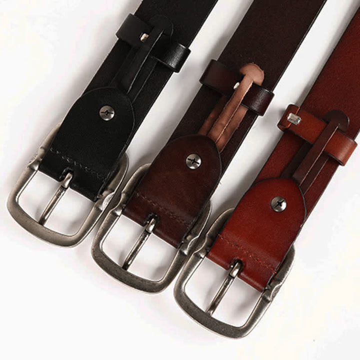 Vintage geometrischer Metallnieten-Leder-Gürtel