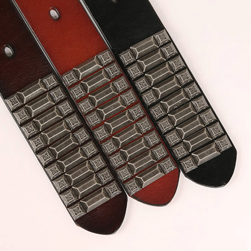 Vintage geometrischer Metallnieten-Leder-Gürtel