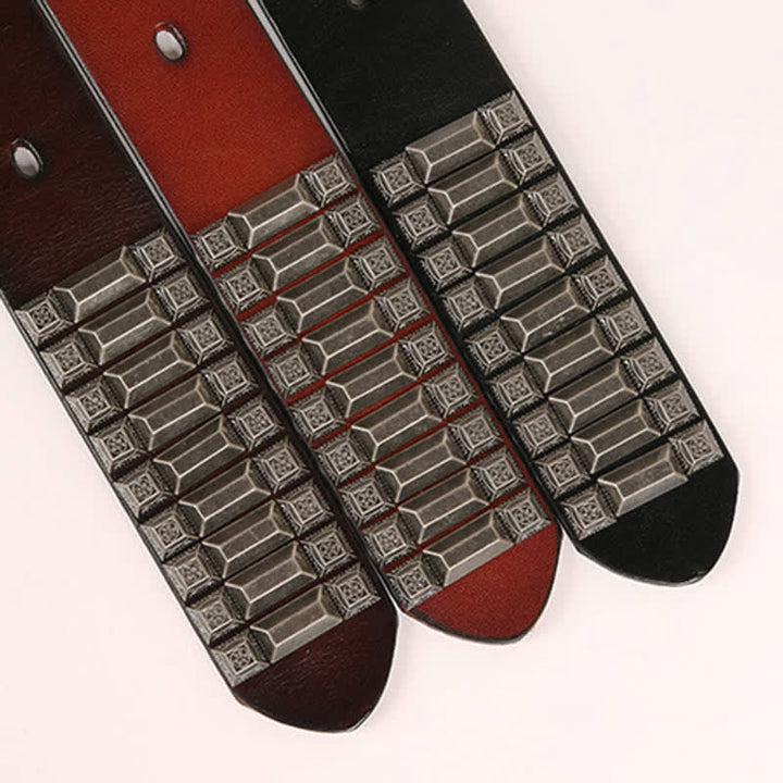 Vintage geometrischer Metallnieten-Leder-Gürtel