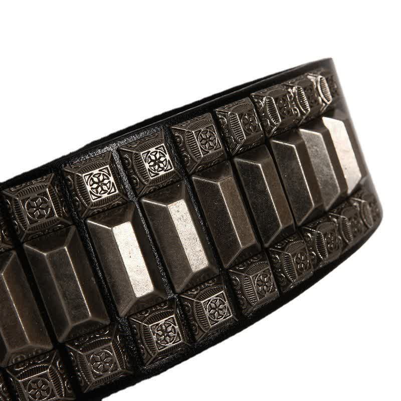 Vintage geometrischer Metallnieten-Leder-Gürtel
