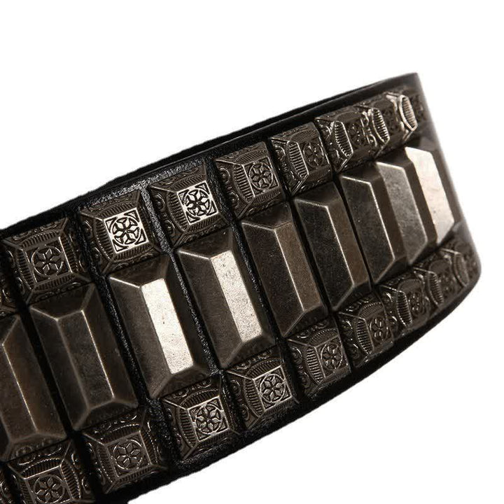 Vintage geometrischer Metallnieten-Leder-Gürtel